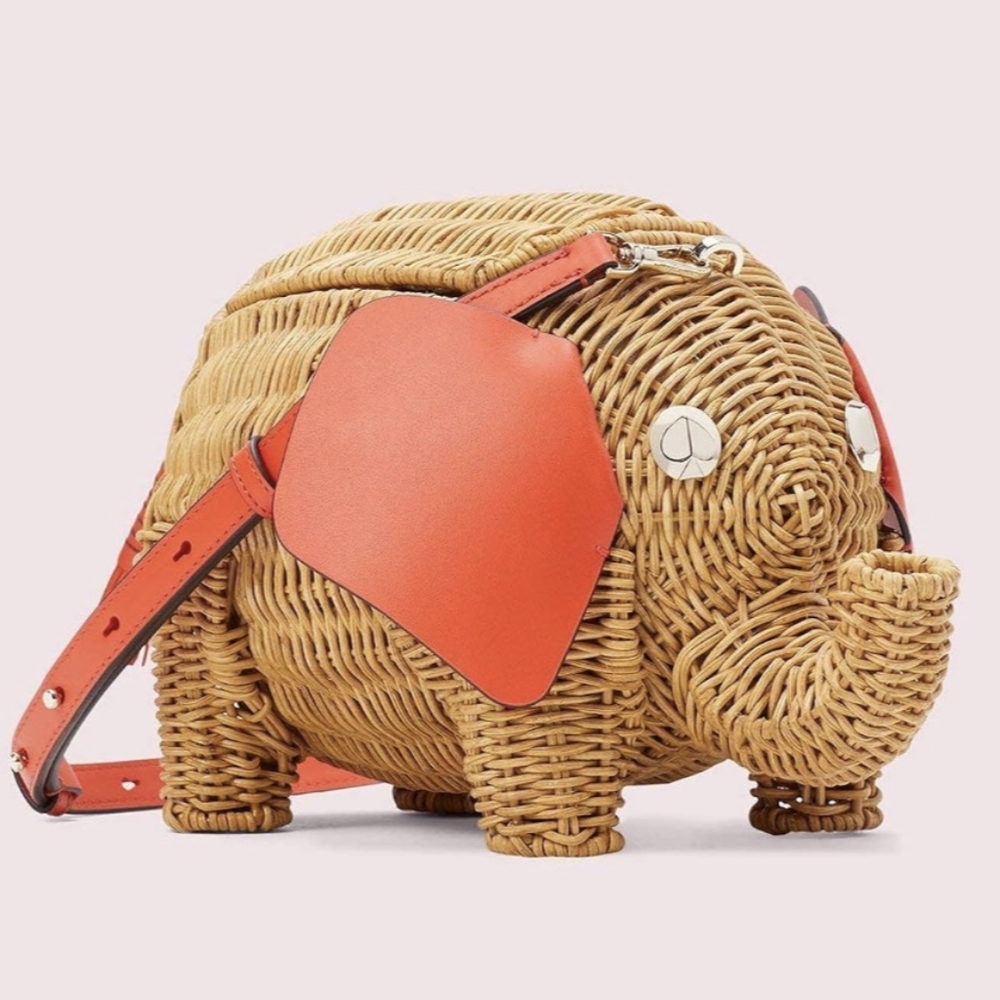 NEW RARE KATE SPADE ELEPHANT WICKER CROSSBODY BSG PURSE